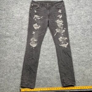 American Eagle Airflex+ Slim Distressed Jeans Mens 34x34 Faded Black Ripped